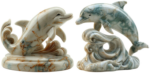 Beautiful Marble statues of dolphins