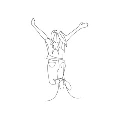 Woman drawn in line art style