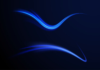 Blue stripes in the form of drill, turns and swirl. Transparent blue sparkling light line element.	 Undulate wave swirl swoosh, dynamic twisted lines. 