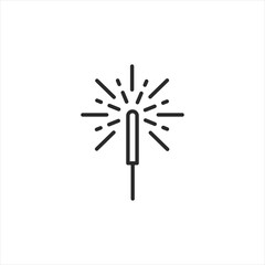 Bengal Fire Sparkler icon. This minimalist vector illustration depicts a sparkler, widely used in festive events such as New Year's Eve, weddings, and birthday parties. Vector illustration