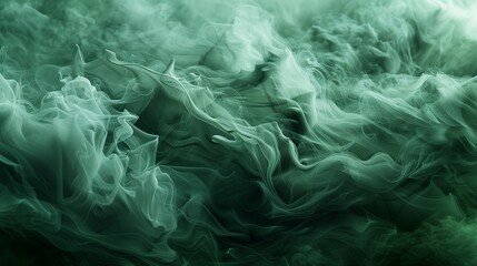 Obraz premium A breathtaking and otherworldly composition of an abstract wave of smoke in shades of green, with an almost ethereal quality that feels like it could exist in a parallel universe.