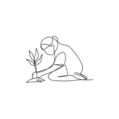 Girl drawn in line art style