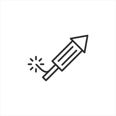 Lit Firework Rocket icon. A minimalist vector illustration of a firework rocket with a lit fuse, symbolizing anticipation and celebration. Perfect for festive events like New Year. Vector illustration