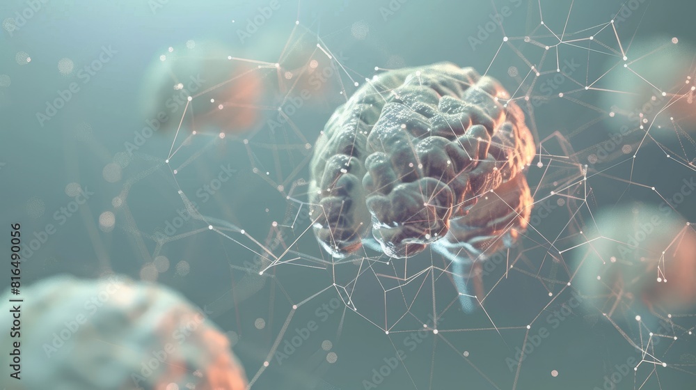 Poster digital representation of human brains with neural network connections