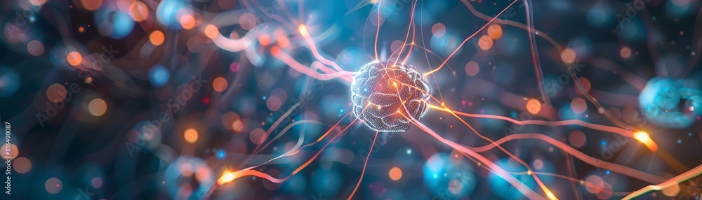 Poster digital representation of human brains with neural network connections