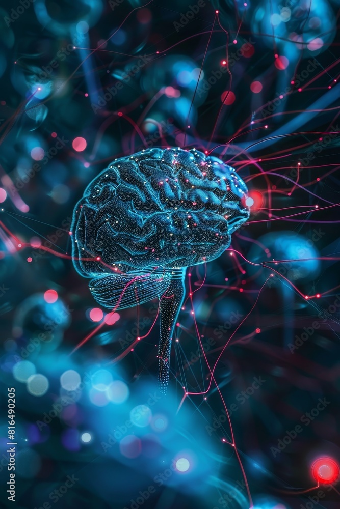 Poster digital representation of human brains with neural network connections
