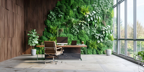 Living wall tropical green plants background vertical garden 