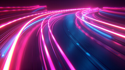 Surreal and otherworldly the neon light trails create a stunning contrast with the black backdro