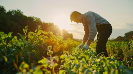 Authentic scenes of scientists meticulously assessing crops on an organic farm, showcasing the dedication to quality and environmental responsibility.