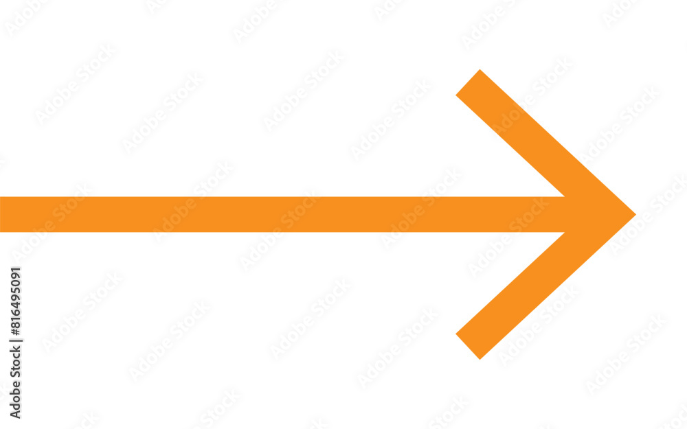 Poster Orange long arrow to the left. Direction cursor sign. Navigation concept. Realistic design. 11:11