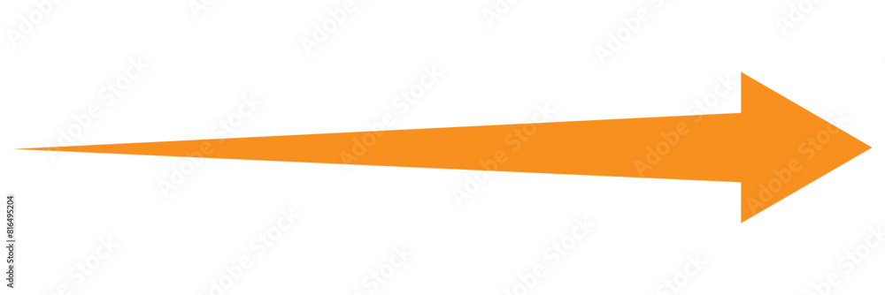 Poster orange long arrow to the left. direction cursor sign. navigation concept. realistic design.