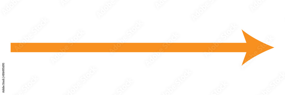Poster orange long arrow to the left. direction cursor sign. navigation concept. realistic design. 11:11
