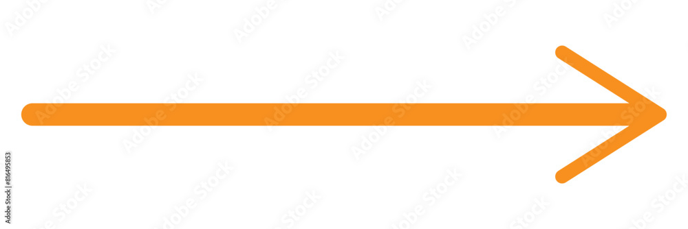 Poster orange long arrow to the left. direction cursor sign. navigation concept. realistic design. 11:11