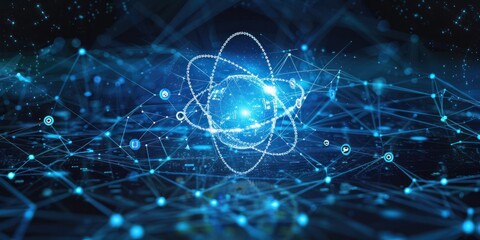 A blue background with a large, glowing, blue circle in the middle