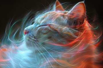 Mystical Feline Merge: Vibrant Colors & Intricate Detailing in Trendsetting Digital Art