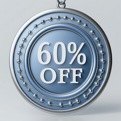 Elegant 60% OFF Sale Tag with Minimalist Design and Reflective Finish