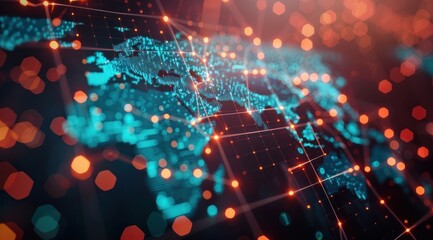 A computer generated image of a globe with a network of lines