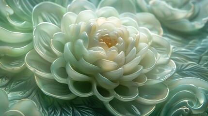 Flowers carved in jade