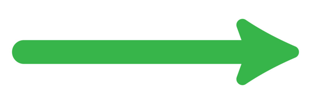 Green arrow icon. Long arrow vector, silhouette. Groth arrow sign.
