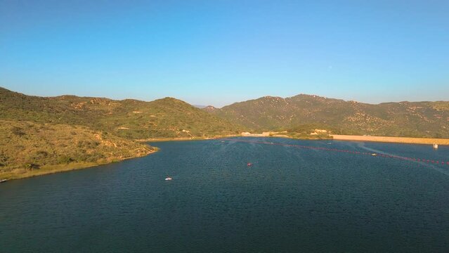 Dixon Lake Reservoir In Escondido, San Diego California United States. Aerial Shot