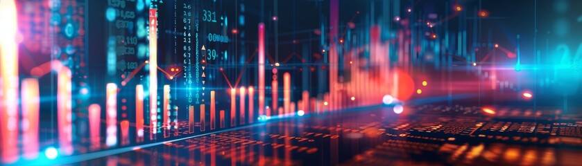Abstract Concept of Financial Analysis With Digital Graphs and Charts