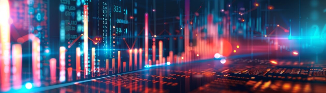 Abstract Concept of Financial Analysis With Digital Graphs and Charts