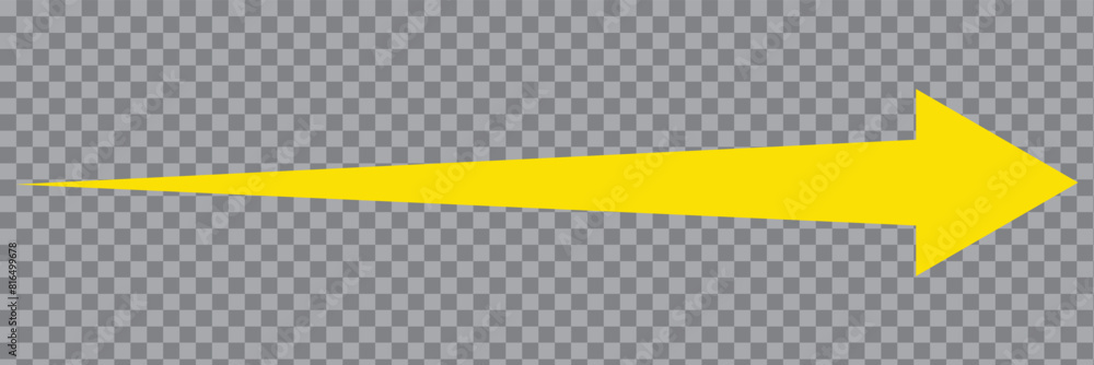 Poster long arrow vector icons. yellow long arrow pointer icon. vector, isolated on a transparent backgroun
