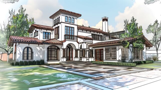 illustration art 3D sketchup building and architecture