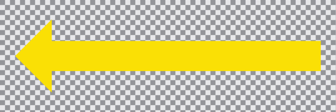 Horizontal long straight arrow signs. Yellow arrow pointing icon vector isolated on a transparent background. 11:11