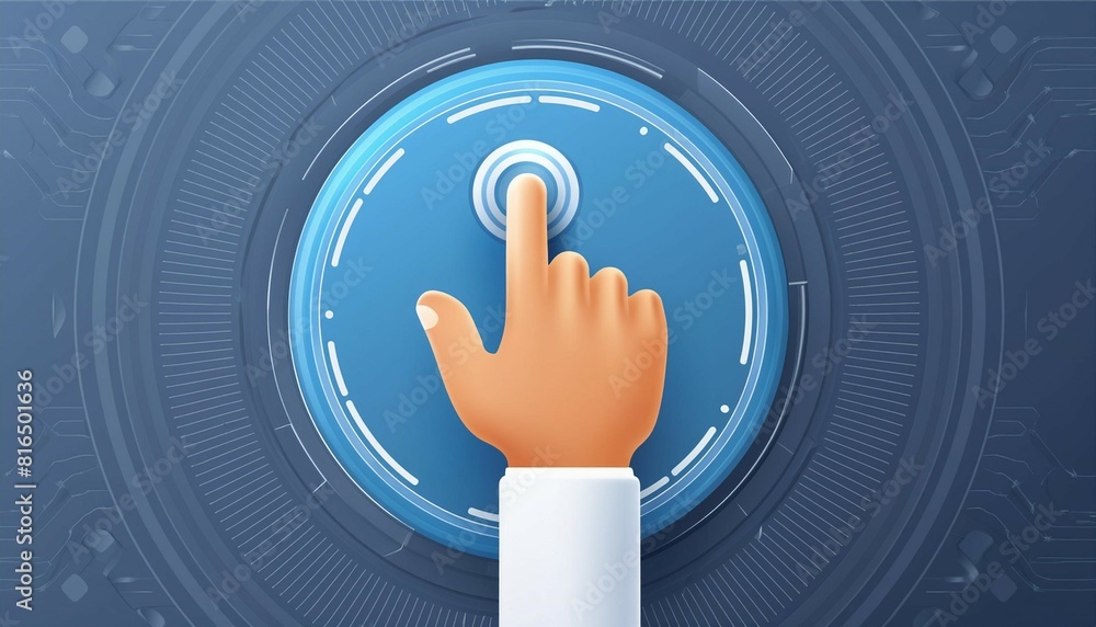 Poster hand touchscreen gesture 3d icon, hand forefinger swipe action on touch screen, ui interface scroll 