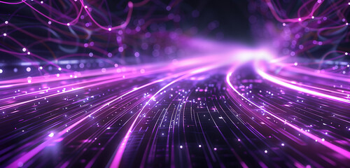 Digital logistics electric purple pathway depiction.