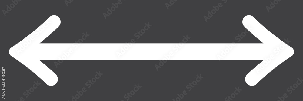 Poster white horizontal long dual arrow. straight two headed white arrow cursor, horizontal element, thick 