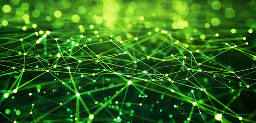 Logistics tech concept depicted with lime green digital lines.