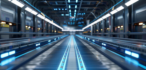 Fototapeta premium Intricate royal blue lines outline high-tech logistics pathways.