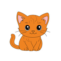 Cute orange kitten on a white background. Cute orange kitten in cartoon style