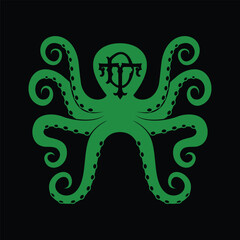seaanimal octopus logo design vector