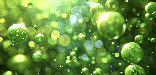 Abstract pattern adorned with forest green orbs.