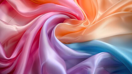 Obraz premium Elegant pastel silk swirls in pink, purple, and orange, creating a smooth and luxurious design