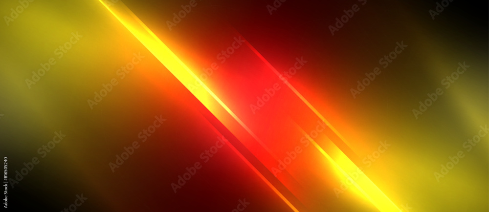 Poster neon dynamic diagonal light rays background. techno digital geometric concept design for wallpaper, 
