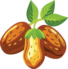 Dates Fruit vector illustrations on white background