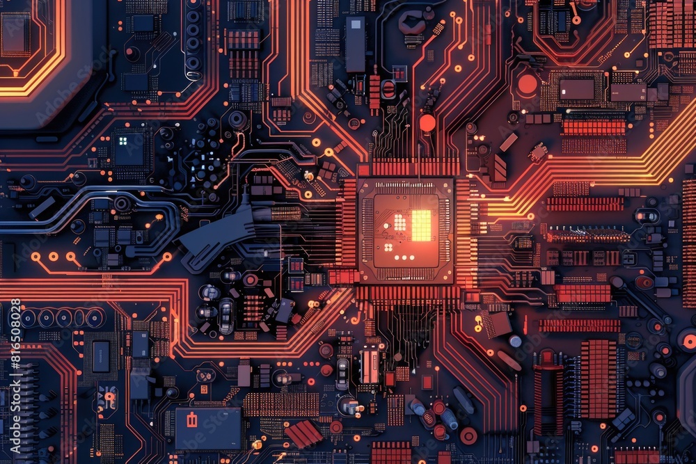 Poster detailed view of an electronic circuit board, ideal for technology concepts