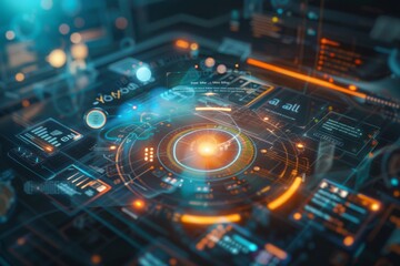 futuristic user interface of a holographic display