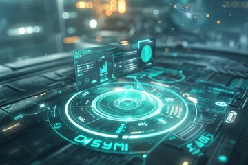 futuristic user interface of a holographic display