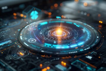 futuristic user interface of a holographic display