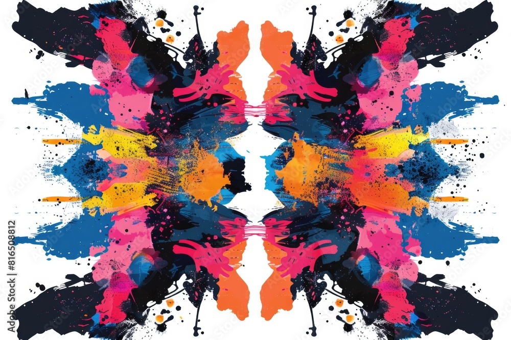 Poster a butterfly with vibrant paint splatters on its wings. perfect for artistic projects