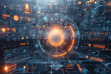 futuristic user interface of a holographic display