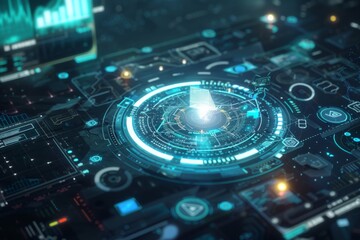 futuristic user interface of a holographic display