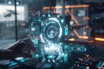 futuristic user interface of a holographic display