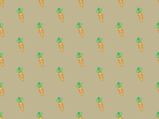 Seamless vegetables hand drawn cartoon cute style watercolor ,colorful background.