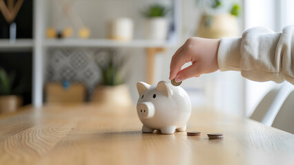 Start with pennies and save in a piggy bank - small habits add up to big things. The importance of saving.